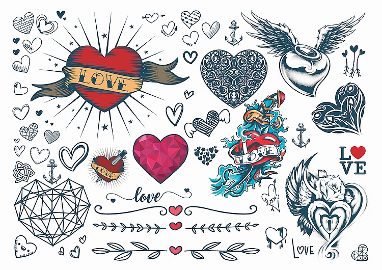 Heart Temporary Tattoos for Wrist Hand drawn outline Valentine Love Heart  6 of  eBay