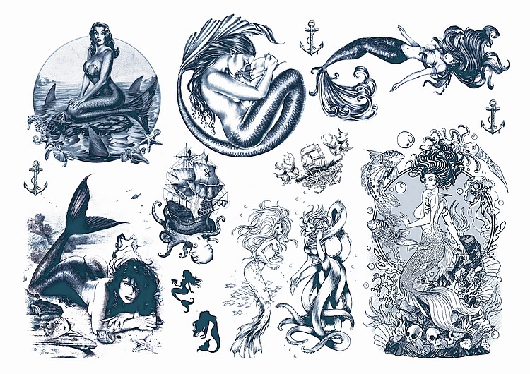 Temporary Mermaid Fake Henna Stick On Temporary Tattoos Temporary Mermaid Fake Henna Stick On Temporary Tattoos