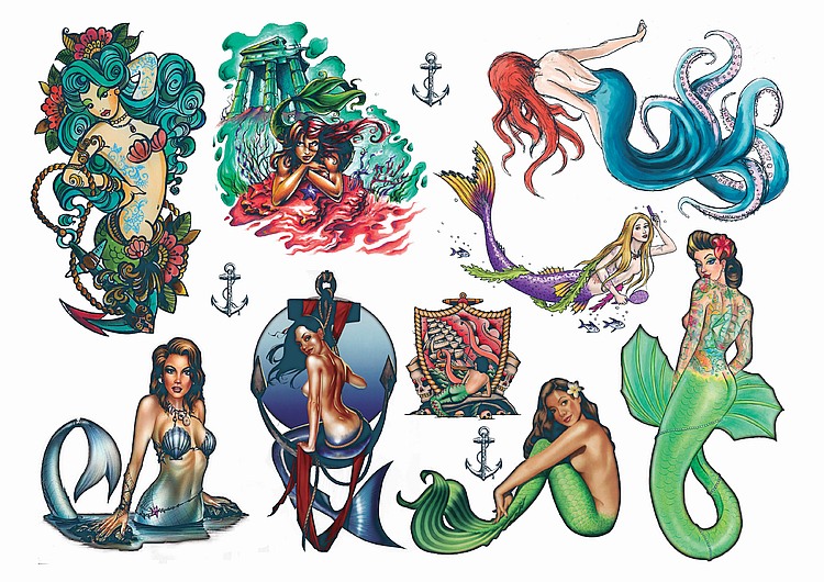 Black Merman Mermaid Temporary Tattoo Stickers For Arm Back Body Decals  Arts  eBay