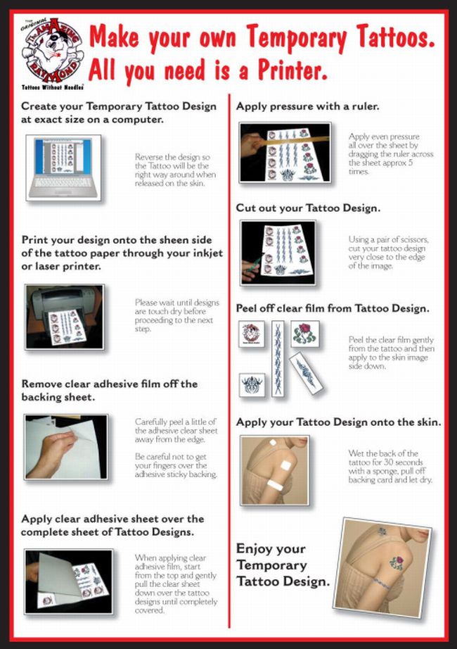 Temporary Tattoos Inkjet Tattoo Paper with your printer