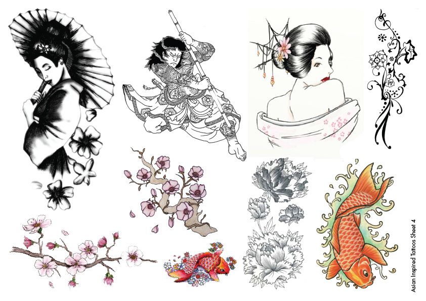 Temporary Tattoos Asian  Inspired